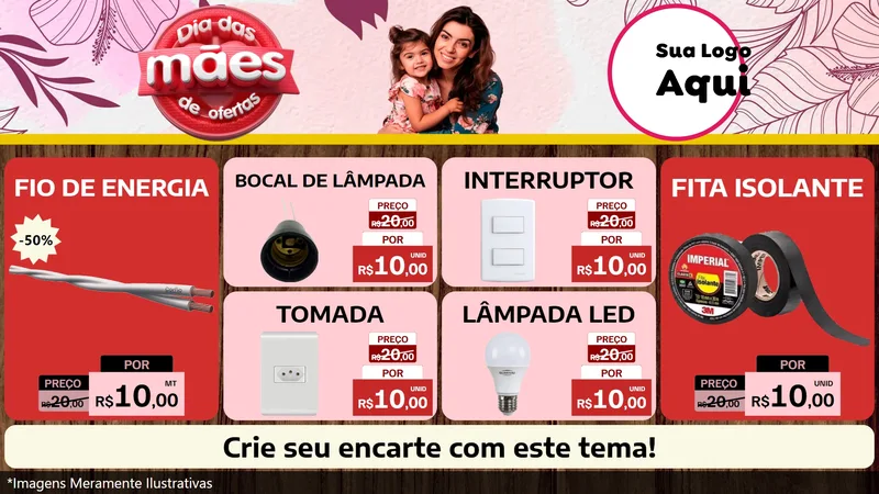 Modelo de TV para TV Horizontal com o tema Dia Das Mães De Ofertas para Materiais Elétricos