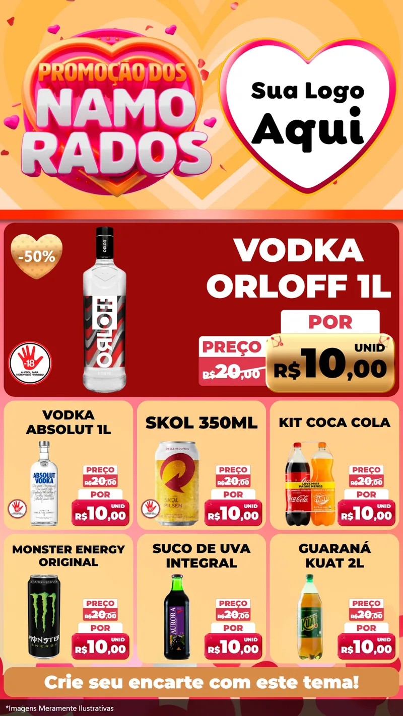 Modelo de Rede Social para Stories com o tema Promoção dos Namorados para Distribuidora de bebidas