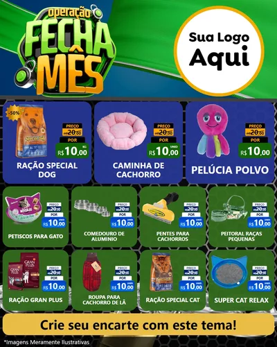 Modelo de Rede Social para Feed Instagram com o tema Operação Fecha Mês para Pet Shop