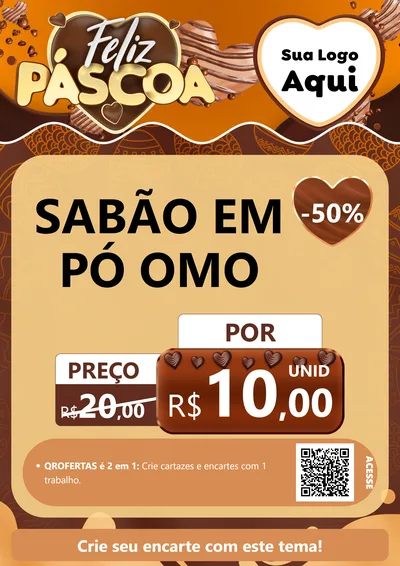 Modelo de Cartaz para Cartaz A4 Vertical com o tema Feliz Páscoa para Produtos de Limpeza