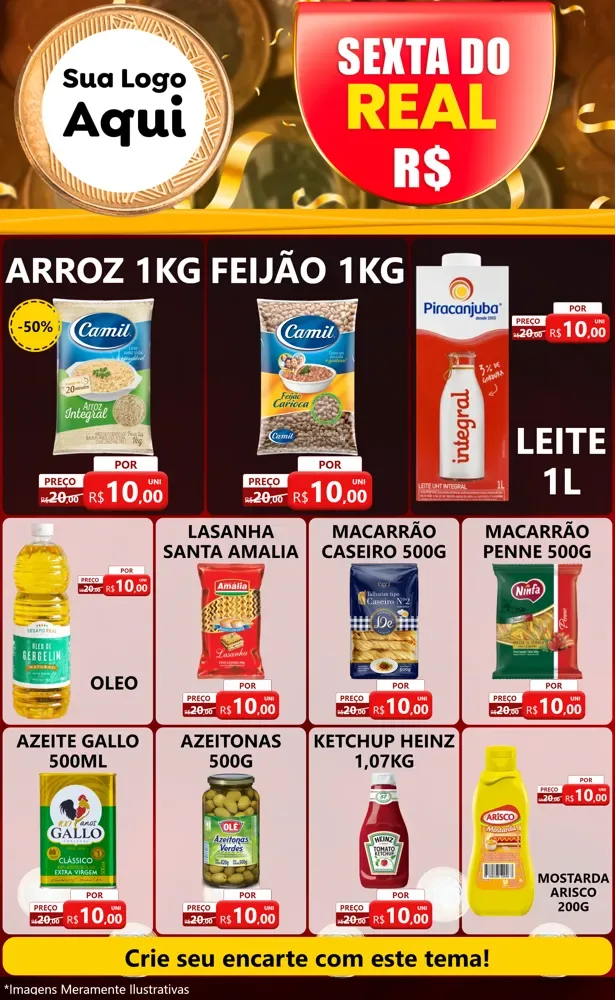 Modelo de Encarte para Encarte Grande com o tema Sexta do Real para Supermercado