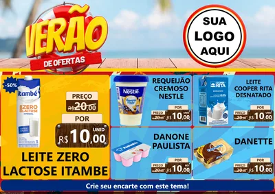 Modelo de Encarte para Encarte A4 Horizontal com o tema Verão de Ofertas para Frios e Laticínios