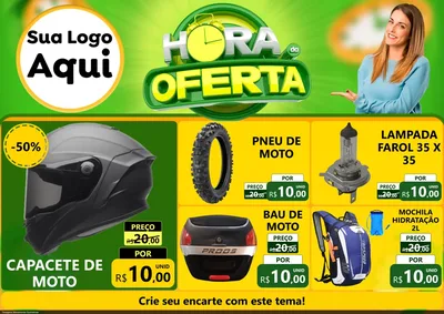 Modelo de Encarte para Encarte A4 Horizontal com o tema Hora da Oferta para Moto peças