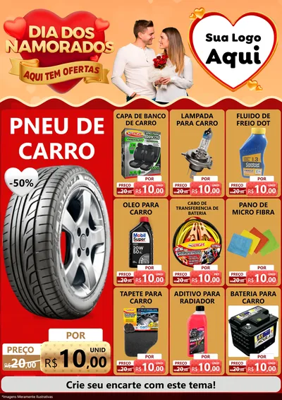Modelo de Encarte para Encarte A4 Vertical com o tema Dia dos Namorados - Aqui Tem Ofertas para Auto peças
