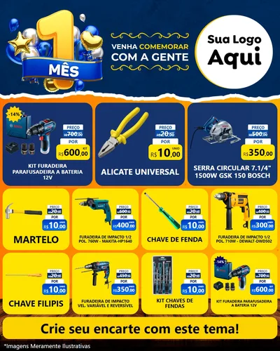 Modelo de Rede Social para Feed Instagram com o tema Um Mês de Aniversário para Maquinas e Ferramentas