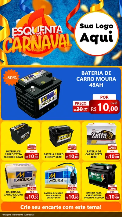 Modelo de Rede Social para Stories com o tema Esquenta de Carnaval para Baterias Elétricas
