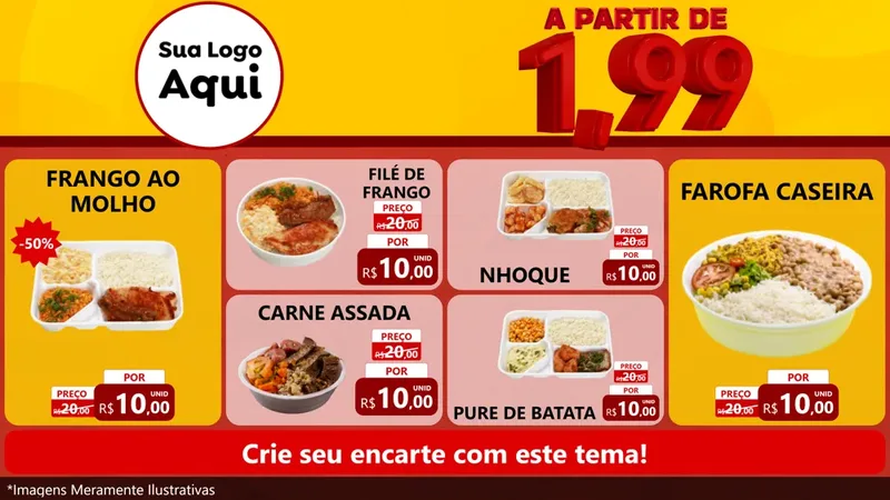 Modelo de TV para TV Horizontal com o tema A Partir de Um e Noventa e Nove - 1,99 para Restaurante
