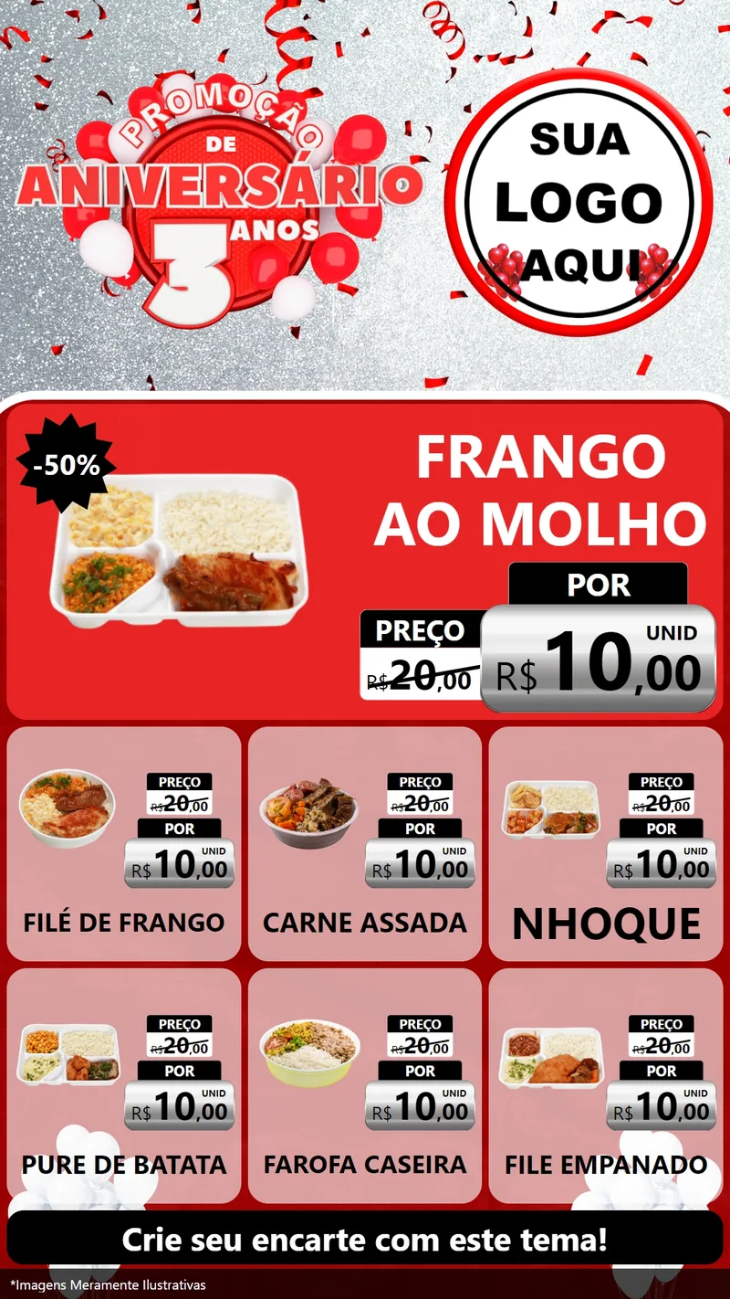 Modelo de Rede Social para Stories com o tema Promoção de Aniversário - 3 Anos para Restaurante