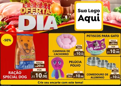 Modelo de Encarte para Encarte A4 Horizontal com o tema Ofertas do Dia para Pet Shop