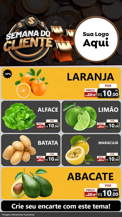 Modelo de TV para TV Vertical com o tema Semana do Cliente para Hortifrúti