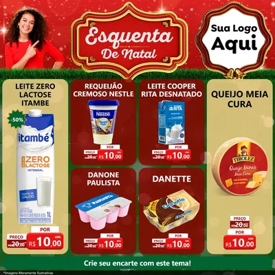 Modelo de Rede Social para Feed Facebook com o tema Esquenta de Natal para Frios e Laticínios