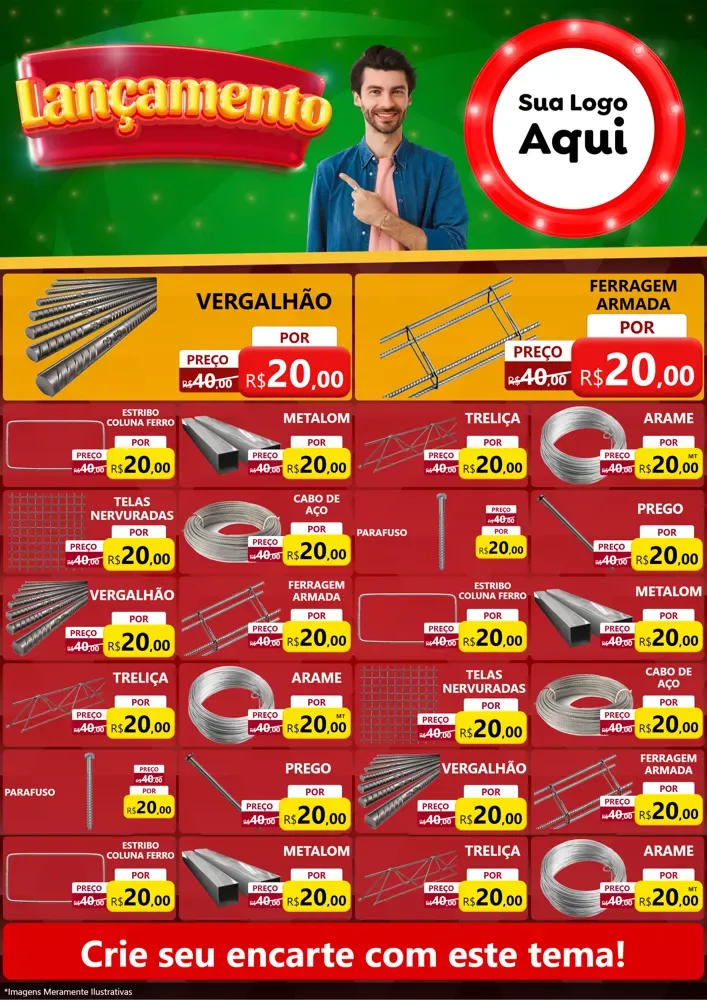 Modelo de Encarte para Encarte A4 Vertical com o tema Lançamento para Ferragens