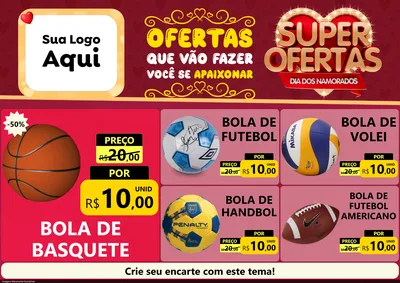 Modelo de Encarte para Encarte A4 Horizontal com o tema Dia dos Namorados para Artigos Esportivos