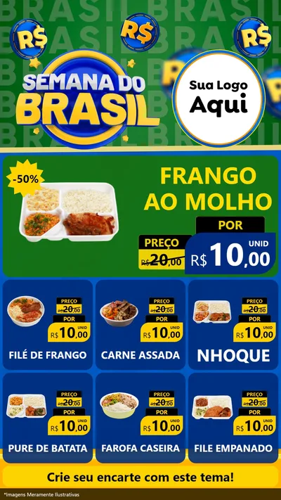Modelo de Rede Social para Stories com o tema Semana Do Brasil para Restaurante
