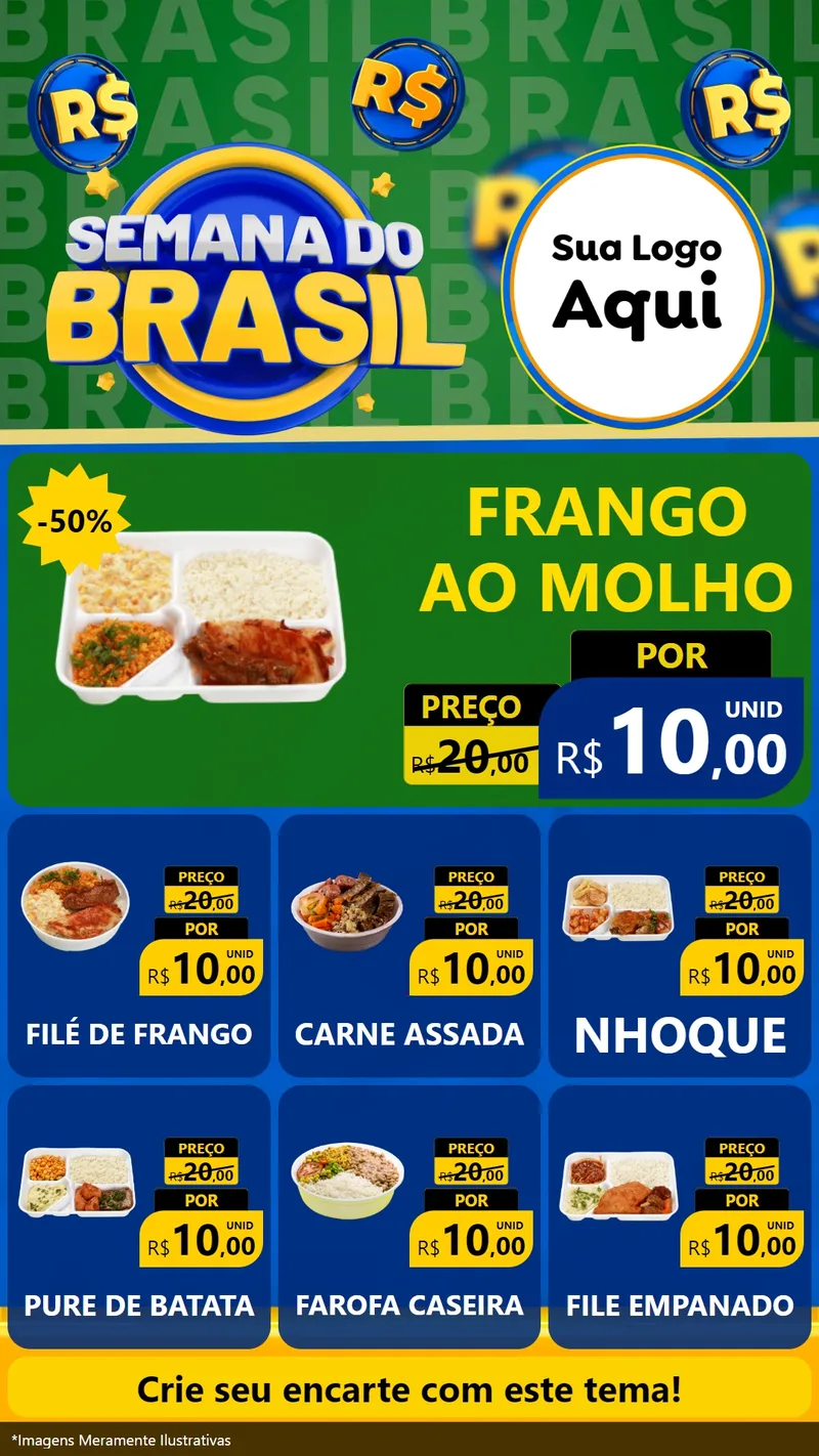 Modelo de Rede Social para Stories com o tema Semana Do Brasil para Restaurante