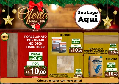 Modelo de Encarte para Encarte A4 Horizontal com o tema Ofertas Natalina para Pisos e revestimentos