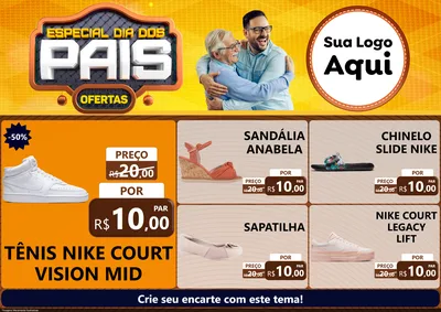 Modelo de Encarte para Encarte A4 Horizontal com o tema Especial Dia dos Pais para Calçados