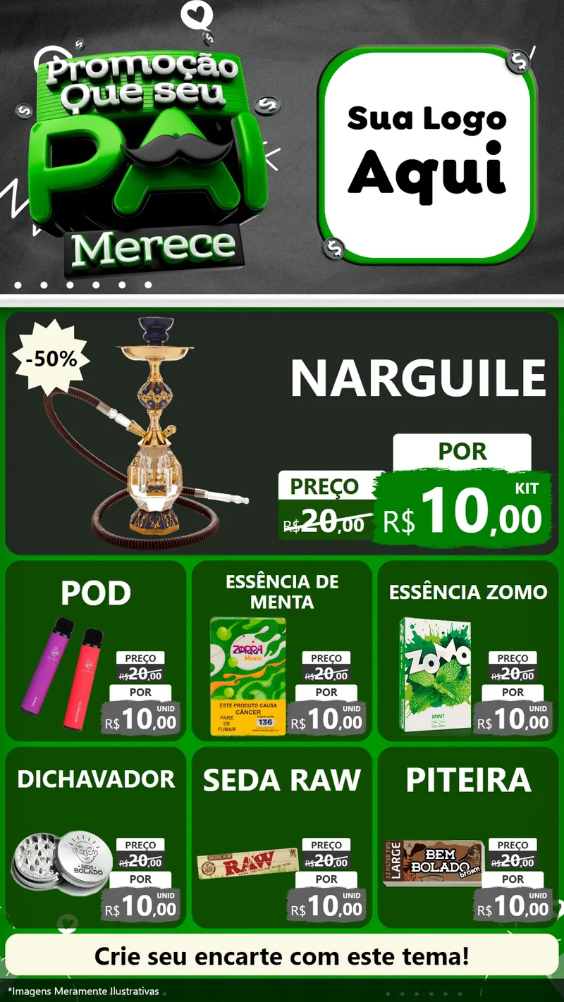 Modelo de Rede Social para Stories com o tema Promoção Que seu Pai Merece para Tabacaria