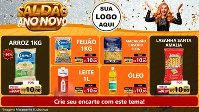 Modelo de TV para TV Horizontal com o tema Saldão de Ano Novo para Supermercado