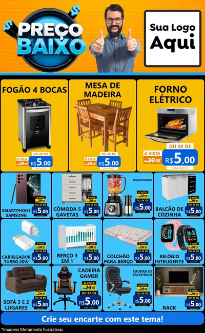 Modelo de Encarte para Encarte Grande com o tema Preço Baixo para Móveis e Eletro
