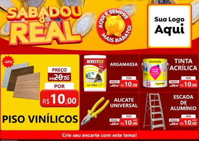 Modelo de Encarte para Encarte A4 Horizontal com o tema Sabadou do Real para Material para Construção