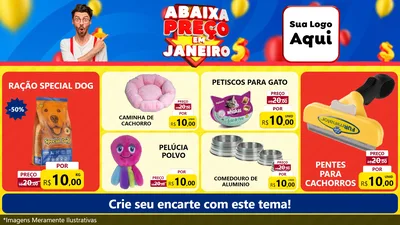 Modelo de TV para TV Horizontal com o tema Abaixa Preço em Janeiro para Pet Shop