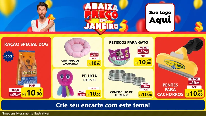 Modelo de TV para TV Horizontal com o tema Abaixa Preço em Janeiro para Pet Shop