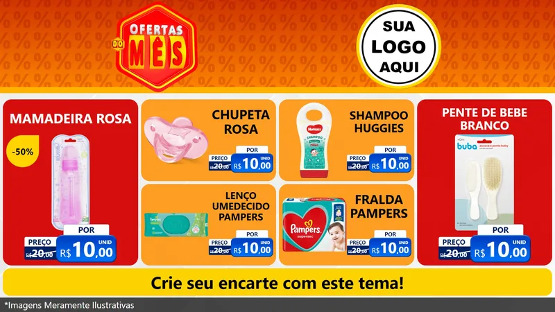 Modelo de TV para TV Horizontal com o tema Ofertas do Mês para Bebês