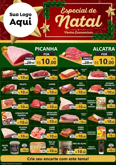 Modelo de Encarte para Encarte A4 Vertical com o tema Especial de Natal para Açougue