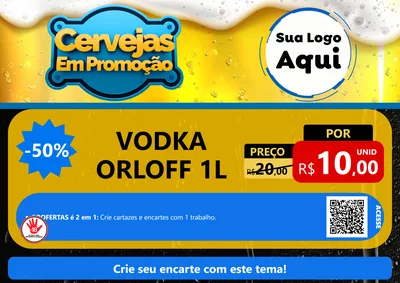 Modelo de Cartaz para Cartaz A4 Horizontal com o tema Cerveja Em Promoção para Distribuidora de bebidas