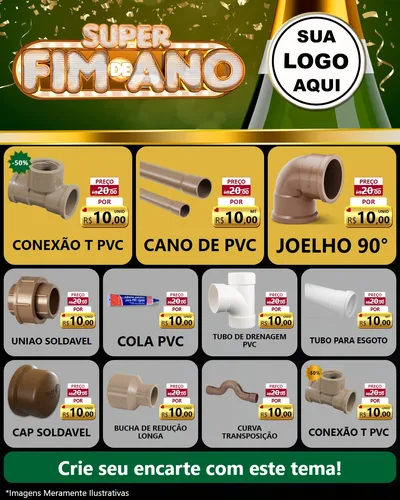 Modelo de Rede Social para Feed Instagram com o tema Super Fim de Ano para Tubos e conexões