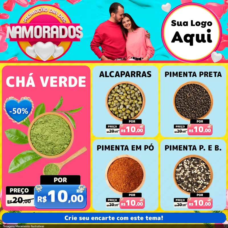 Modelo de Rede Social para Feed Facebook com o tema Promoção Dia dos Namorados para Produtos Naturais