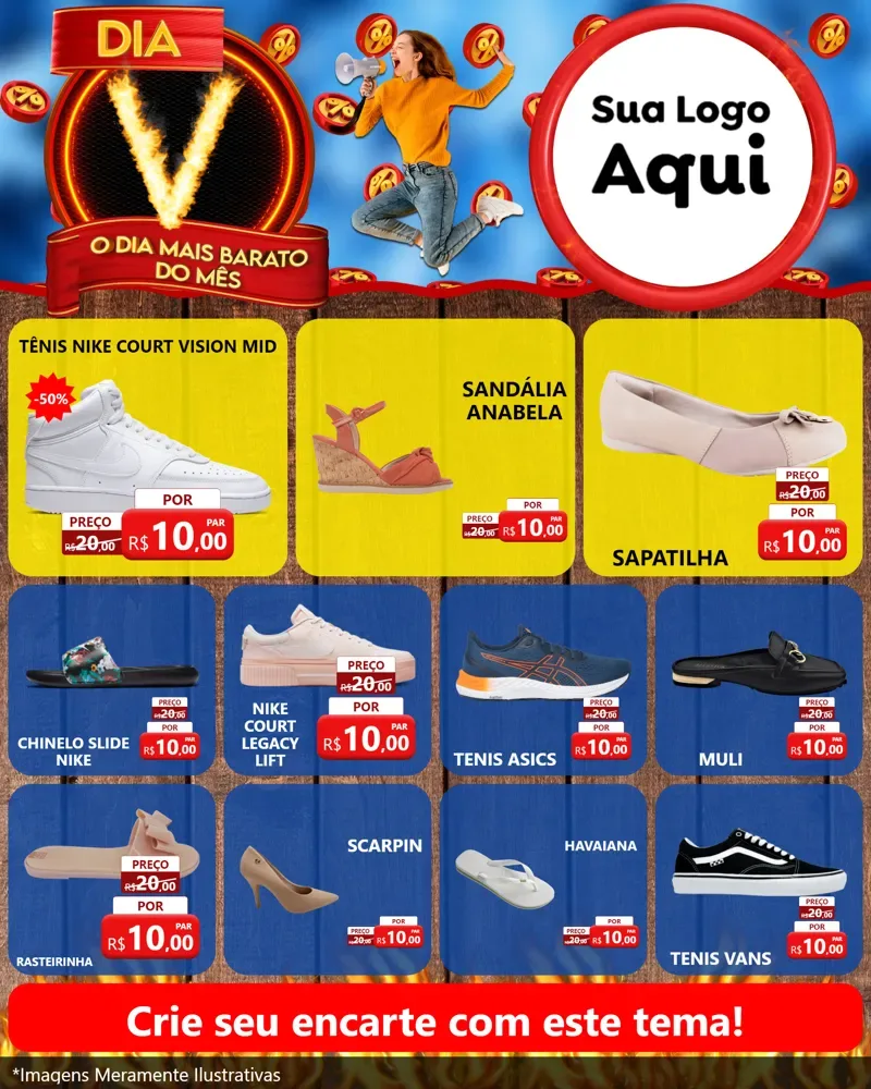 Modelo de Rede Social para Feed Instagram com o tema Dia V - O Dia Mais Barato Do Mês para Calçados