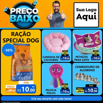 Modelo de Rede Social para Feed Facebook com o tema Preço Baixo para Pet Shop