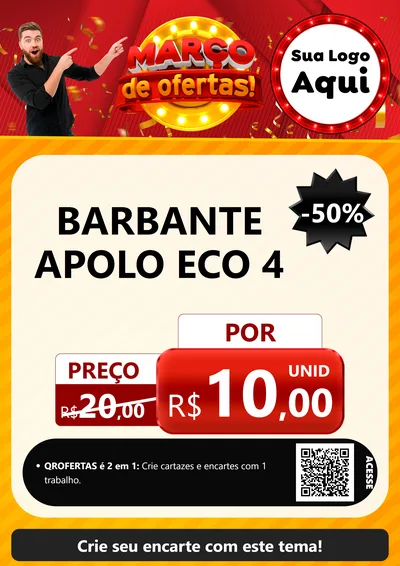 Modelo de Cartaz para Cartaz A4 Vertical com o tema Março de Ofertas! para Armarinho e Aviamentos