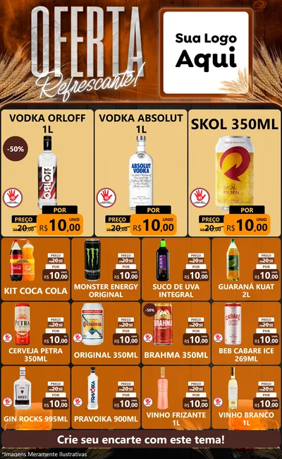 Modelo de Encarte para Encarte Grande com o tema Oferta Refrescante! para Distribuidora de bebidas
