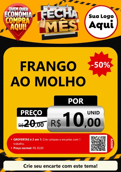 Modelo de Cartaz para Cartaz A4 Vertical com o tema Fecha Mês para Restaurante