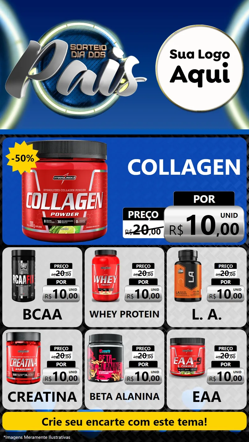 Modelo de Rede Social para Stories com o tema Sorteio Dia Dos Pais para Suplementos alimentares