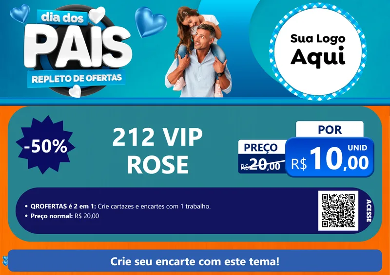 Modelo de Cartaz para Cartaz A4 Horizontal com o tema Dia Dos Pais Repleto de Ofertas para Perfumes