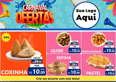 Modelo de Encarte para Encarte A4 Horizontal com o tema Carnaval de Ofertas para Salgadaria
