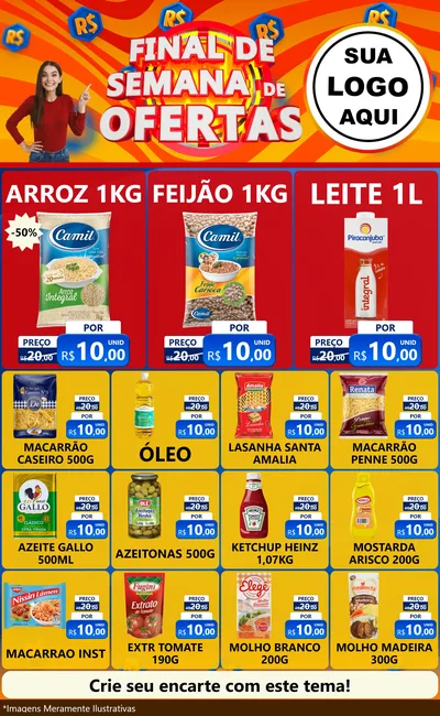 Modelo de Encarte para Encarte Grande com o tema Final de Semana de Ofertas para Supermercado