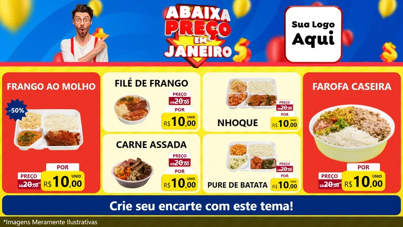 Modelo de TV para TV Horizontal com o tema Abaixa Preço em Janeiro para Restaurante