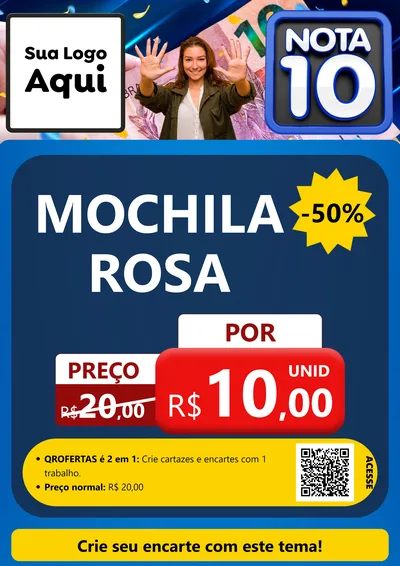Modelo de Cartaz para Cartaz A4 Vertical com o tema Nota 10 para Papelaria