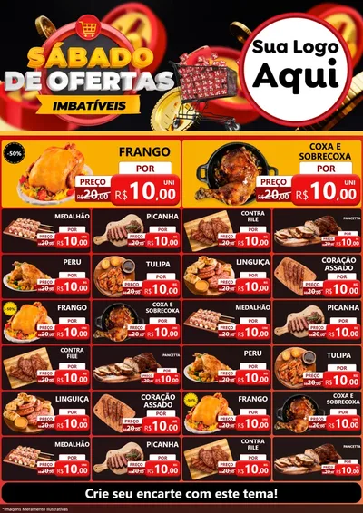 Modelo de Encarte para Encarte A4 Vertical com o tema Sábado de Ofertas Imbatíveis para Assados