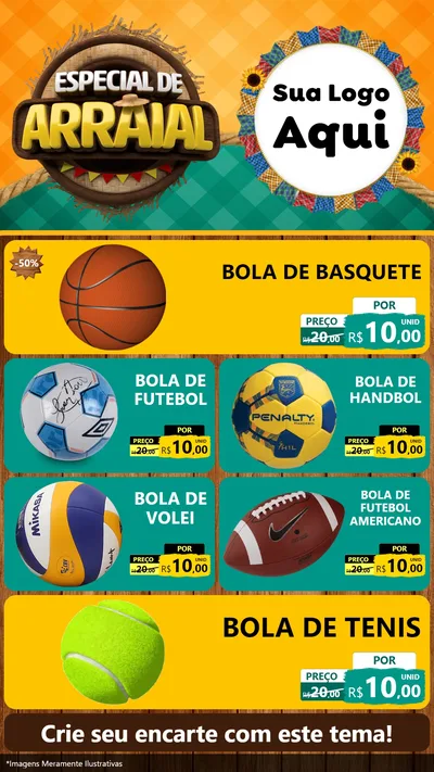 Modelo de TV para TV Vertical com o tema Especial De Arraial para Artigos Esportivos