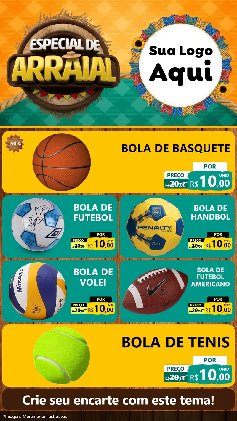 Modelo de TV para TV Vertical com o tema Especial De Arraial para Artigos Esportivos