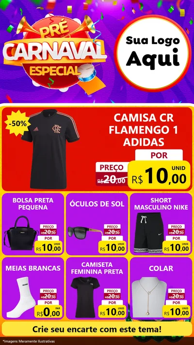 Modelo de Rede Social para Stories com o tema Pré-Carnaval Especial para Roupas e acessórios