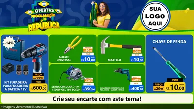 Modelo de TV para TV Horizontal com o tema Ofertas Proclamação da República para Maquinas e Ferramentas