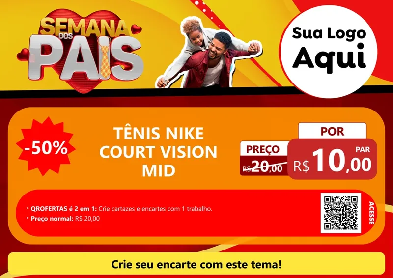 Modelo de Cartaz para Cartaz A4 Horizontal com o tema Semana Dos Pais para Calçados