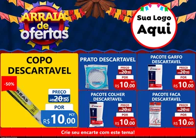 Modelo de Encarte para Encarte A4 Horizontal com o tema Arraiá de Ofertas para Embalagens